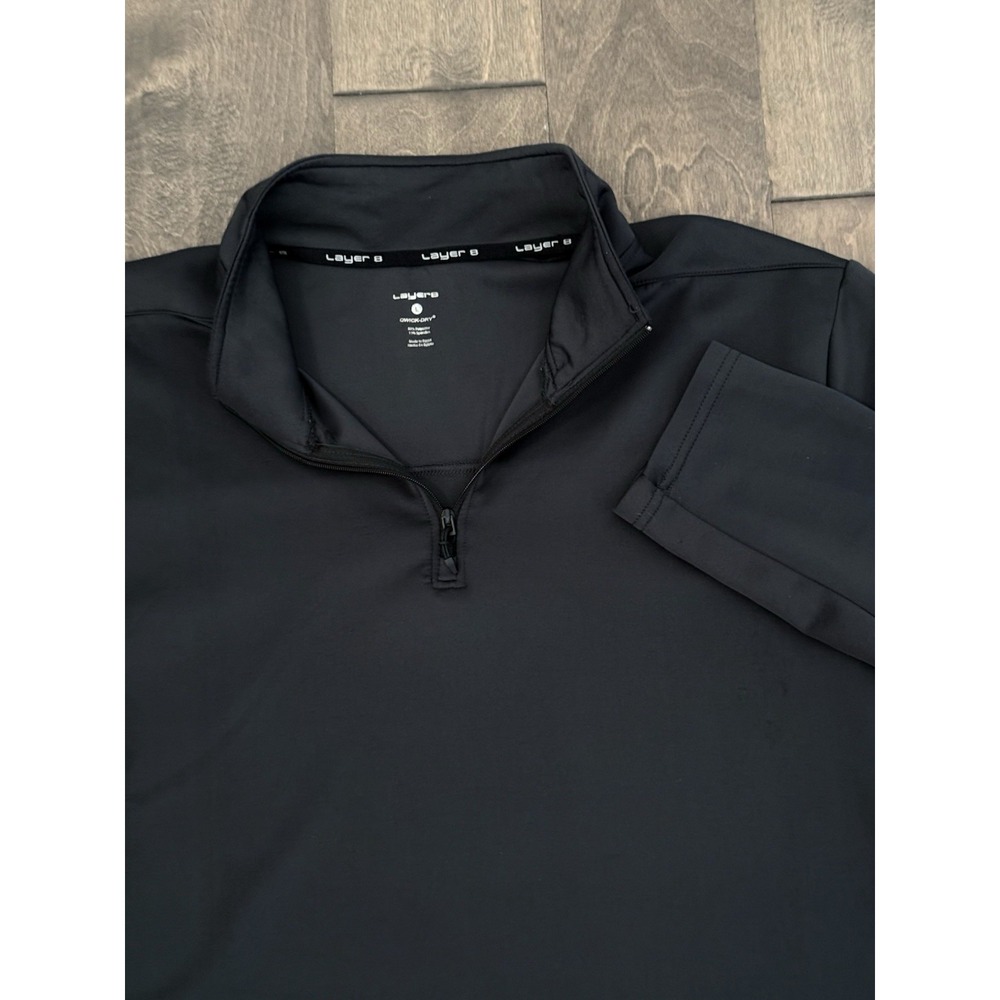 Layer 8 Quarter Zip Pullover Mens Size L Grey Qwick-Dry Active Stretch Long Slv